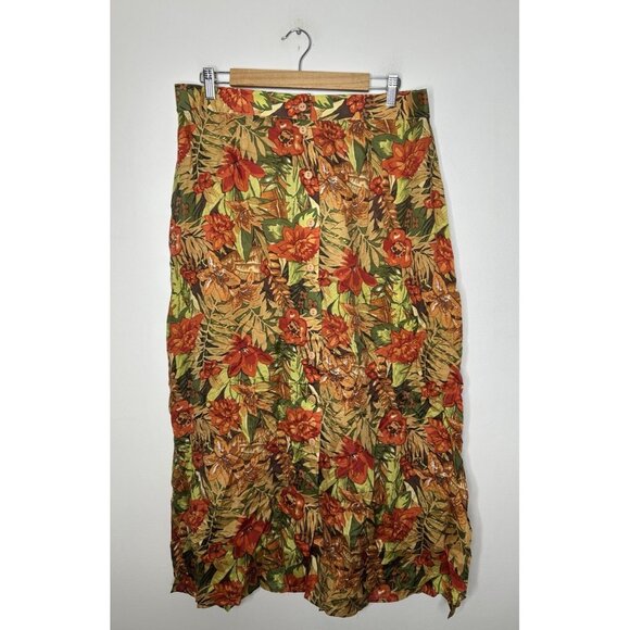 Anna and Frank Women's Lightweight Shear 100% Silk Skirt Floral Vtg Size XL NWT - Picture 1 of 9